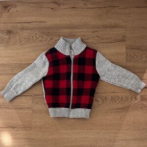 Cat & Jack Red and Black Plaid Kids Sweater